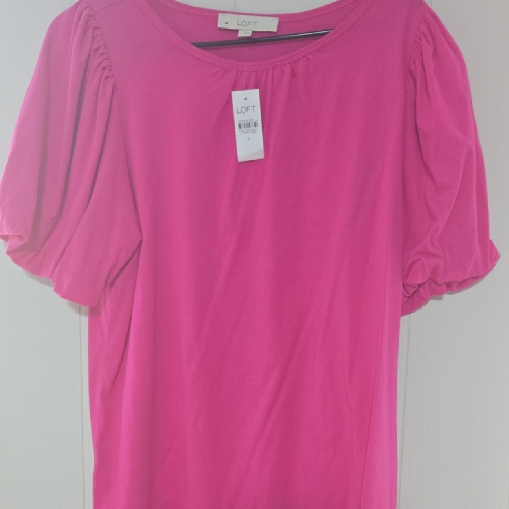 LOFT Pink Ruffled Puff Sleeve Blouse